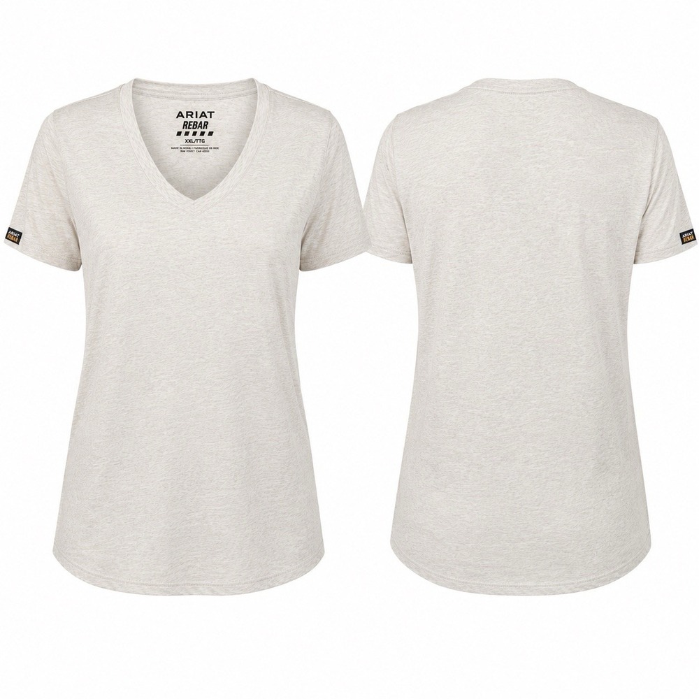 NWT Ariat Rebar Cotton Strong V-Neck Tee Women’s Medium Sun Kiss Heather Work